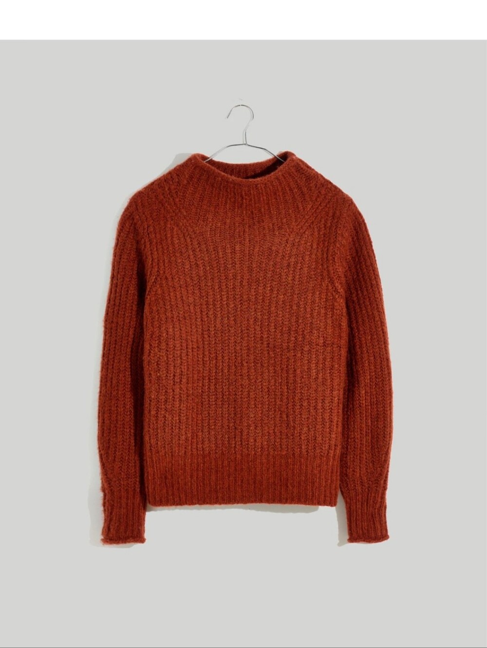 Madewell Chunky Mock Neck Sweater in Rust Brown